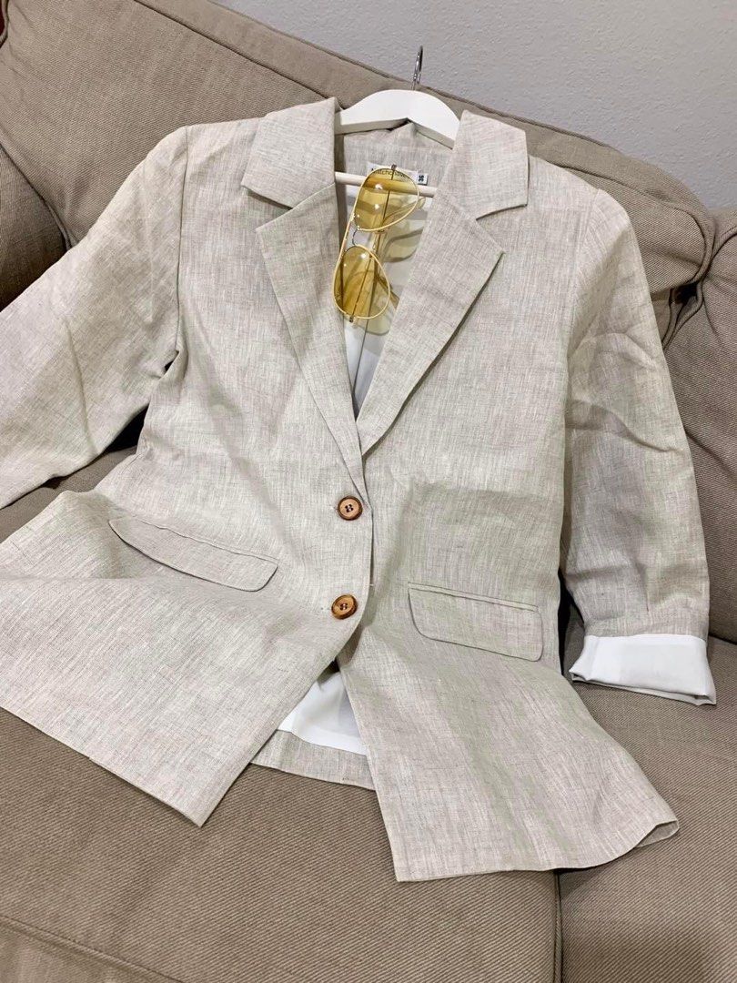 Pure natural linen blazer