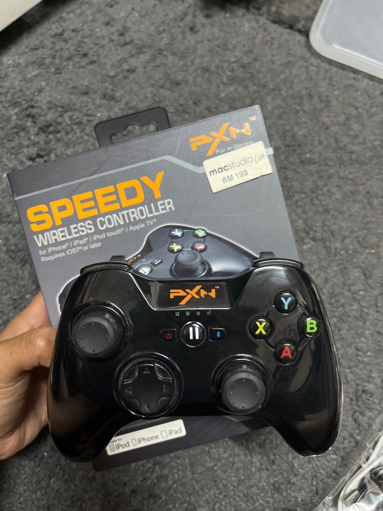 PXN Wireless Controller (Category: Others) located in Subang Jaya. Submitted by didiluke (Listing ID 1281095917, Image 1). Description: Fully functioning. I have tested it. Can connect with iphone, ipad, or whatever apple device you have. Item tkde defect, kecuali bahagian belakang controller. Body belakang controller getah mengelupas. Bought it from macstudio few years back. Reason to sell: I have too many controller in this lifetime. Hahaha..