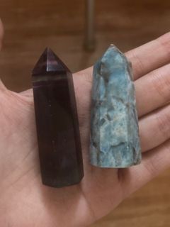 Rainbow Fluorite & Blue Apatite small towers crystal bundle