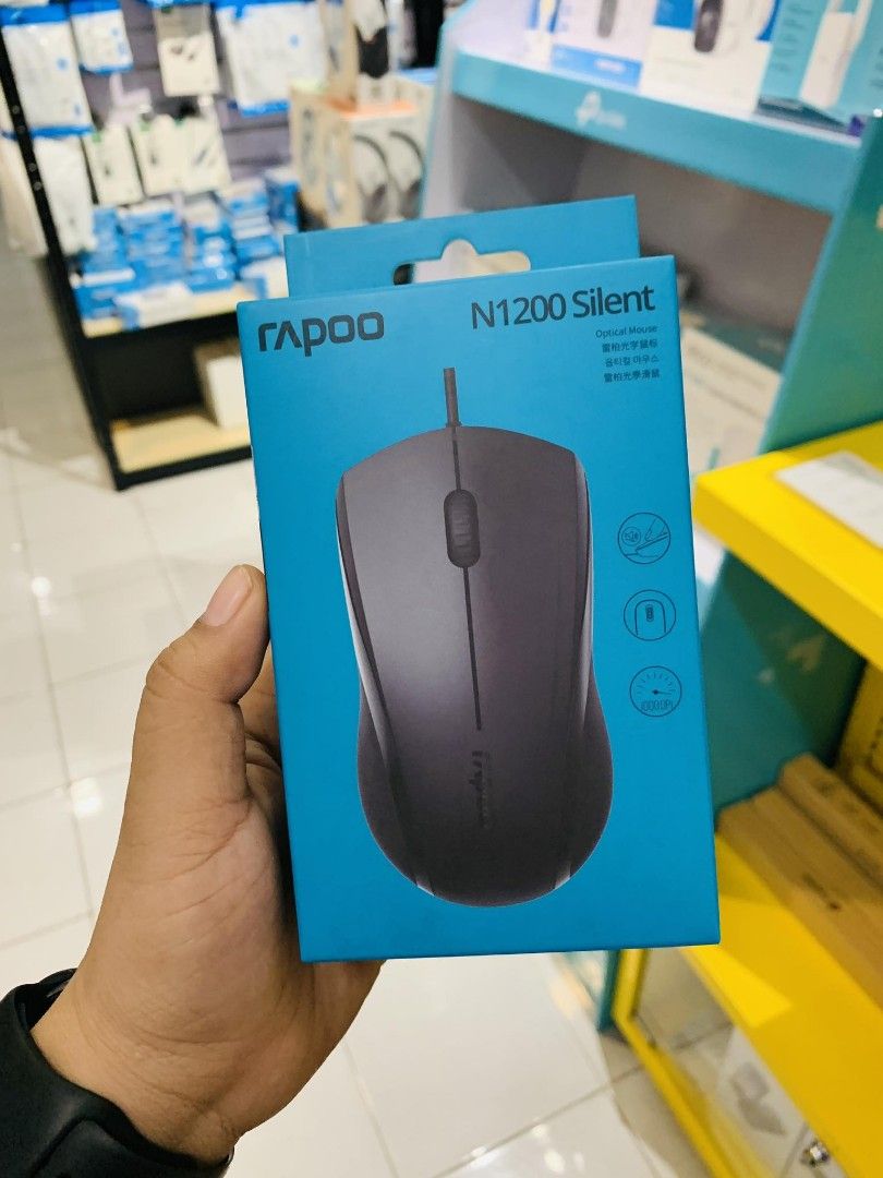 Rapoo N1200 Silent Wired Optical Mouse Black (Category: Mouse & Mousepads) located in Makati City. Submitted by techubstoreandaccessories (Listing ID 1281215379, Image 1). Description: Rapoo N1200 Silent Wired Optical Mouse Black Ready for Pick-Up / Same Day Delivery Via Lalamove‼️ DETAILS: ✅ Actual Picture Posted. ✅BRAND NEW, SEALED, & ORIGINAL. ✅7 Days Replacement for Factory Defects and 1year Limited Warranty. (Terms and conditions apply). ✅Wi