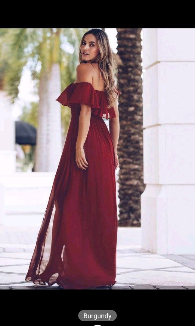 Chiffon off top shoulder bridesmaid dress