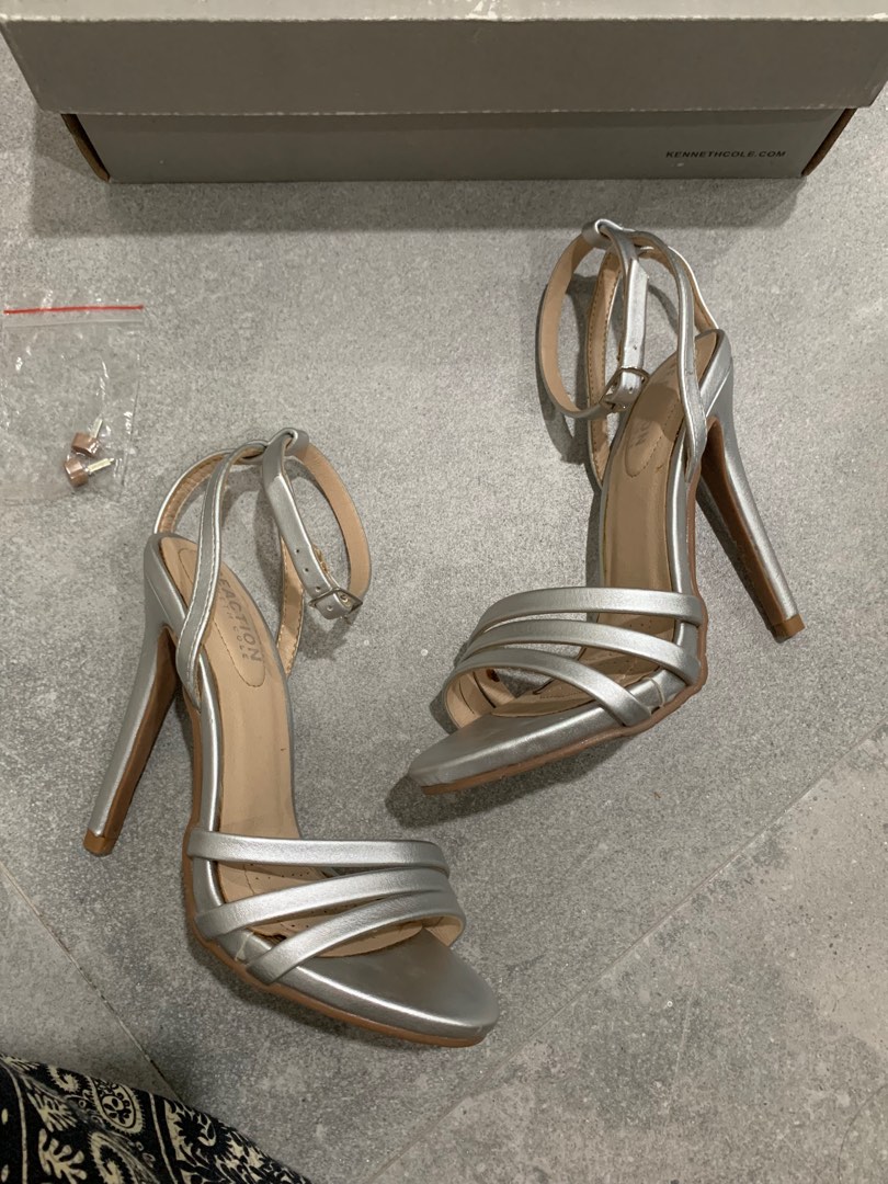 Silver high heels shop sale