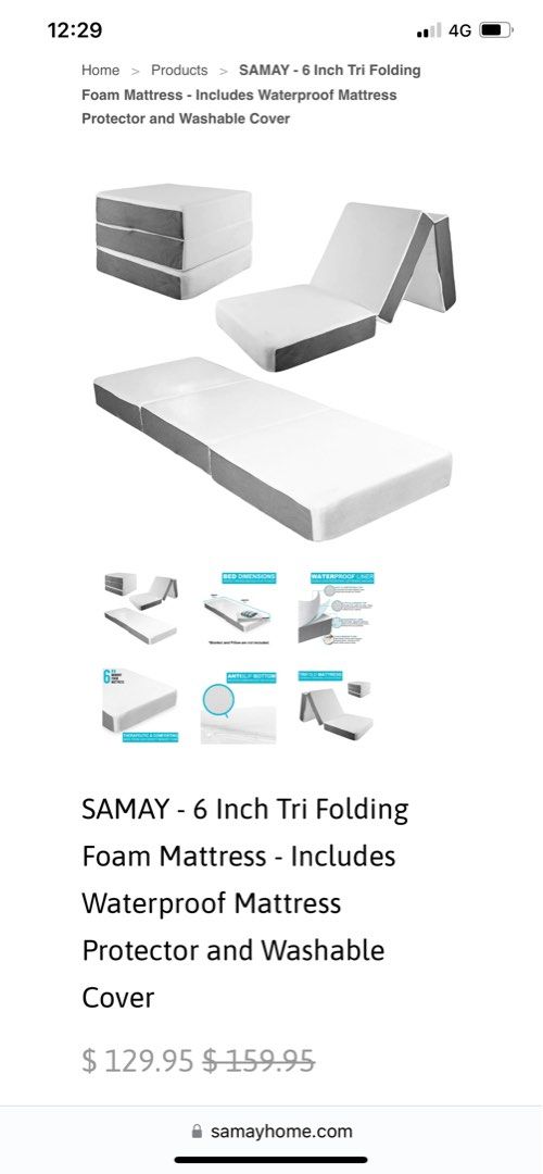 Samay 6 inch tri top folding foam mattress