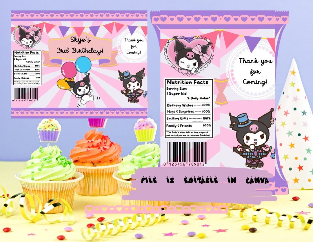 Sanrio Kuromi Chip Bag template, Babies & Kids, Babies & Kids Fashion