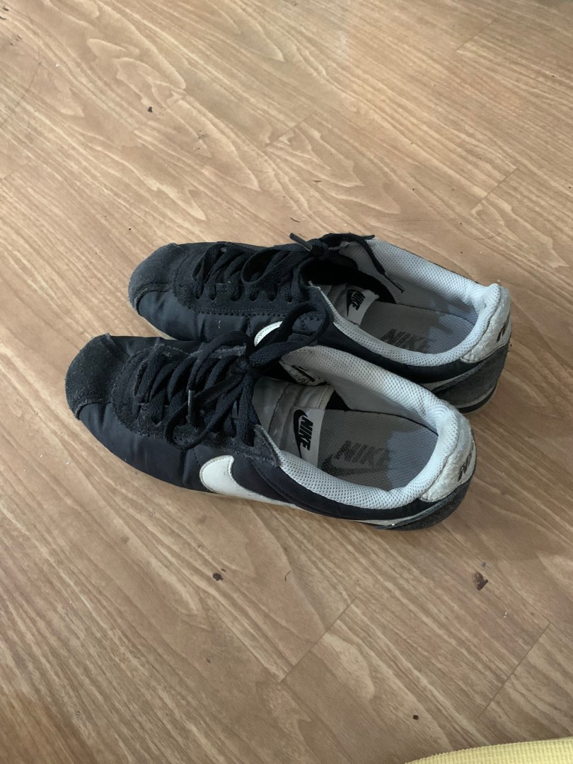 Sepatu Sneakers Nike Cortez Hitam Nylon Original Pria Wanita