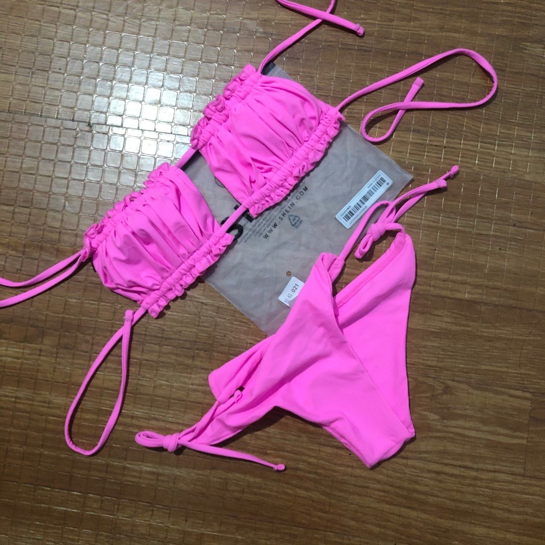 shein bright pink swimsuit (small) (Category: Bikinis & Swimsuits) located in Mandaluyong City. Submitted by adewolf (Listing ID 1281197982, Image 3). Description: shein bright pink swimsuit - size: small - brand new. i’ve never used it - top and bottom are self tie (it’s padded already) - rfs: not for my body type - comes with a pouch.