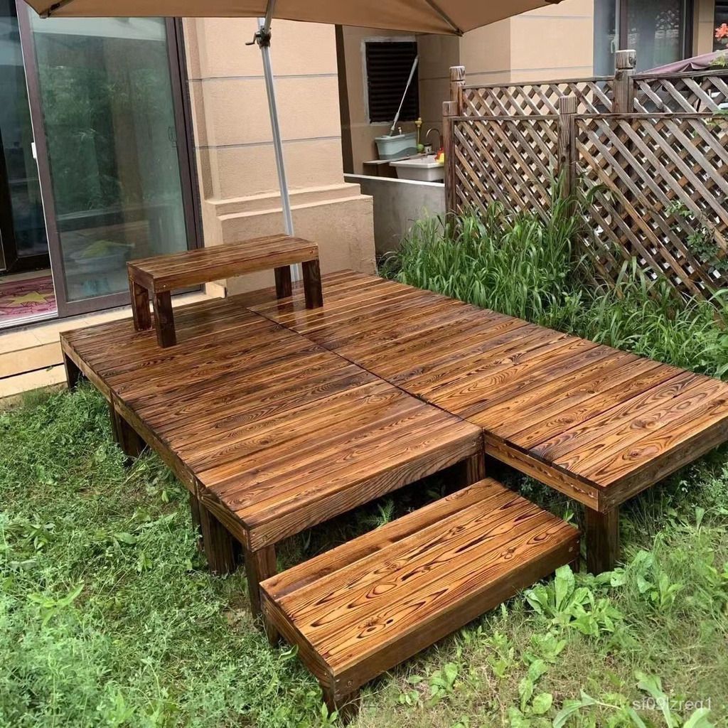 Solid Wood Platform Outdoor Anti-Corrosion Wood Floor Balcony Courtyard ...