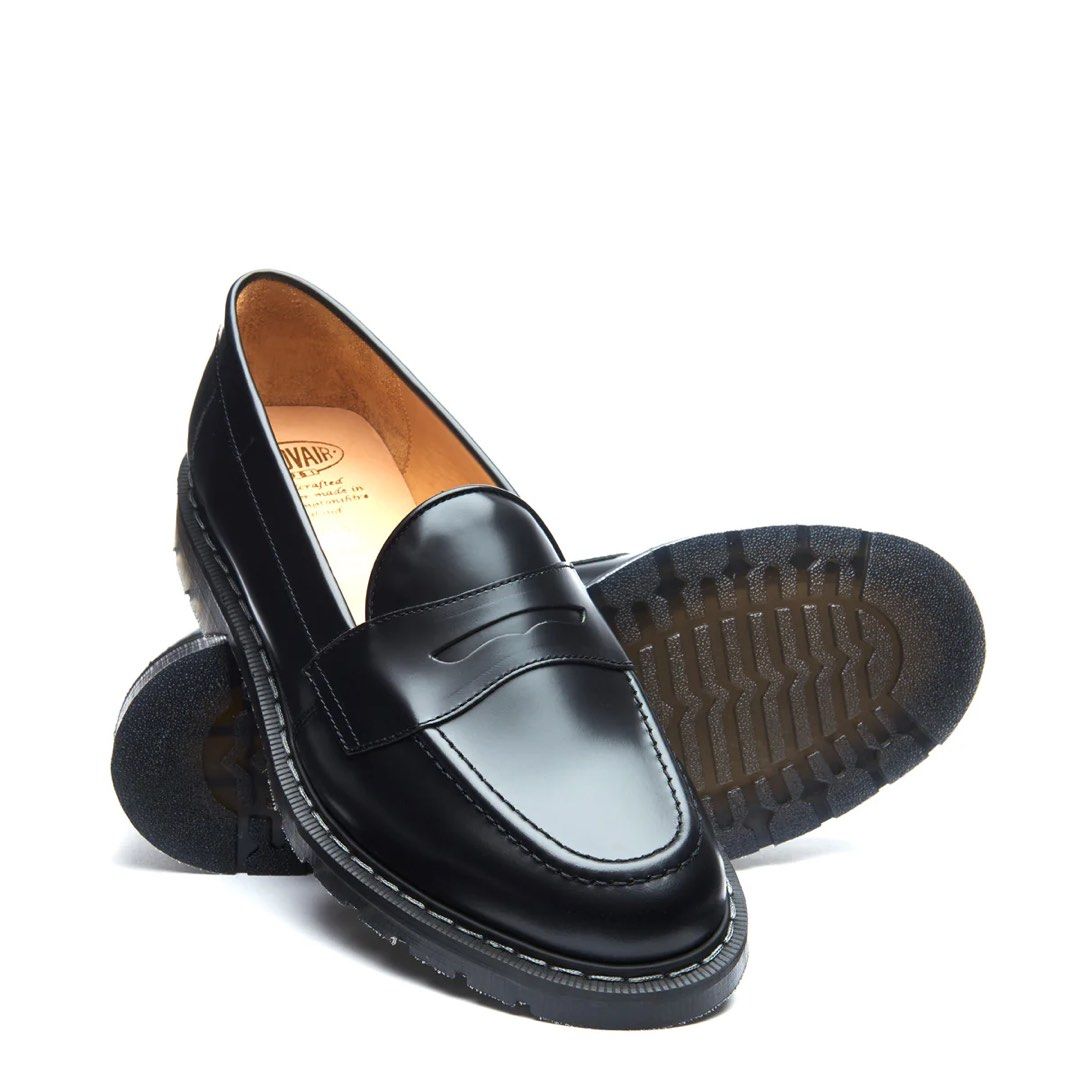 Solovair Black Hi Shine Penny Loafer Goodyear Welt Men s Fashion