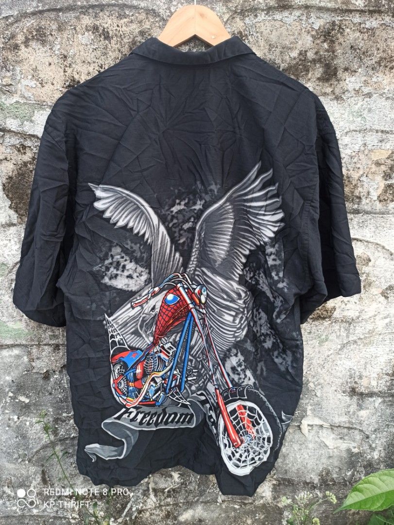 SPIDERMAN MALIBU DREAMS MOTORCYCLE BIKER CHOPPER LOUNGE CAMP polo, Men