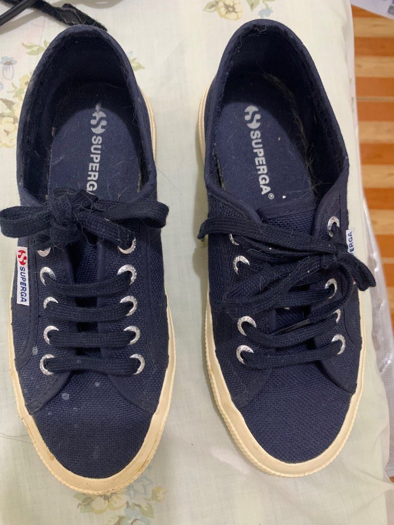 Superga navy blue 2750 cotu (Category: Sneakers) located in Manila. Submitted by katesys (Listing ID 1281110206, Image 1). Description: Size 36 Used only thrice With white marks but can be washed for sure.