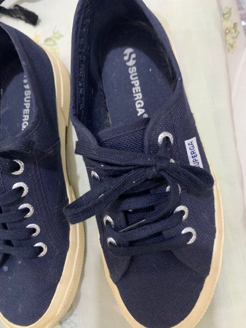Superga navy blue 2750 cotu (Category: Sneakers) located in Manila. Submitted by katesys (Listing ID 1281110206, Image 2). Description: Size 36 Used only thrice With white marks but can be washed for sure.