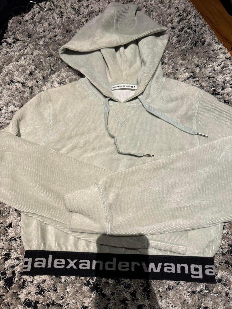 T BY ALEXANDER WANG Cropped stretch cotton blend corduroy hoodie