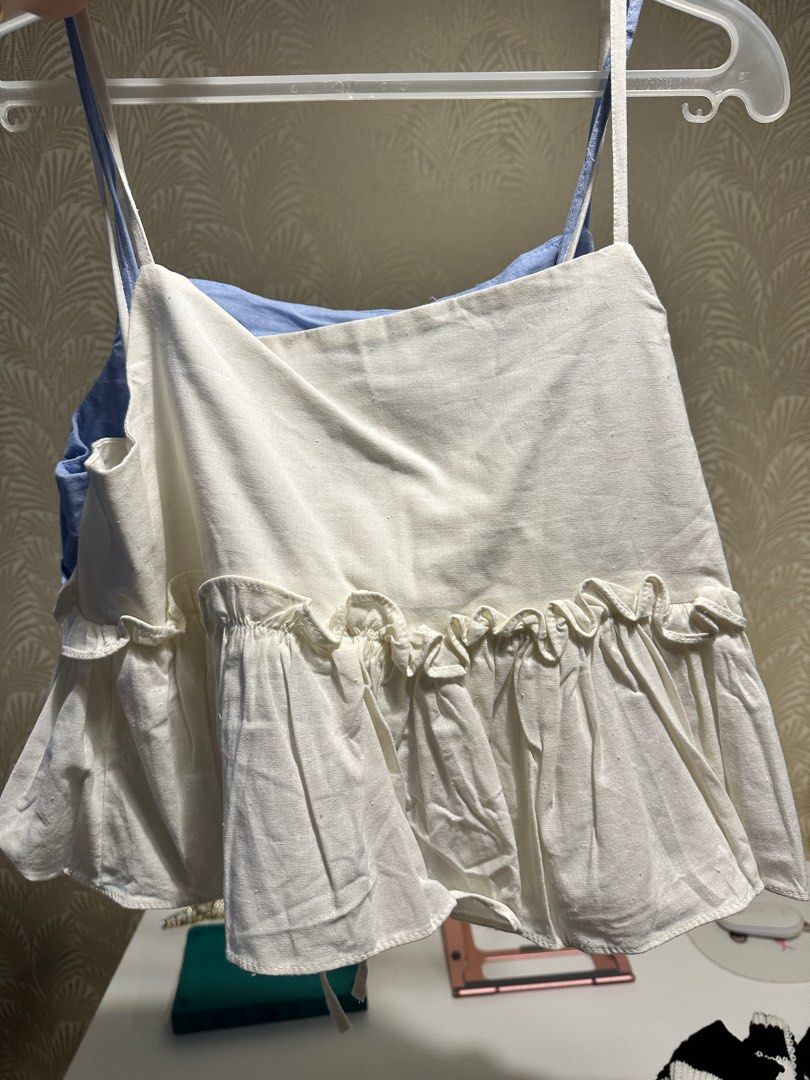 TAKE BOTH sleeveless dainty top - white & blue (Category: Sleeveless) located in Pasig City. Submitted by aselah (Listing ID 1281089936, Image 3). Description: TAKE BOTH!! cute dainty tops.