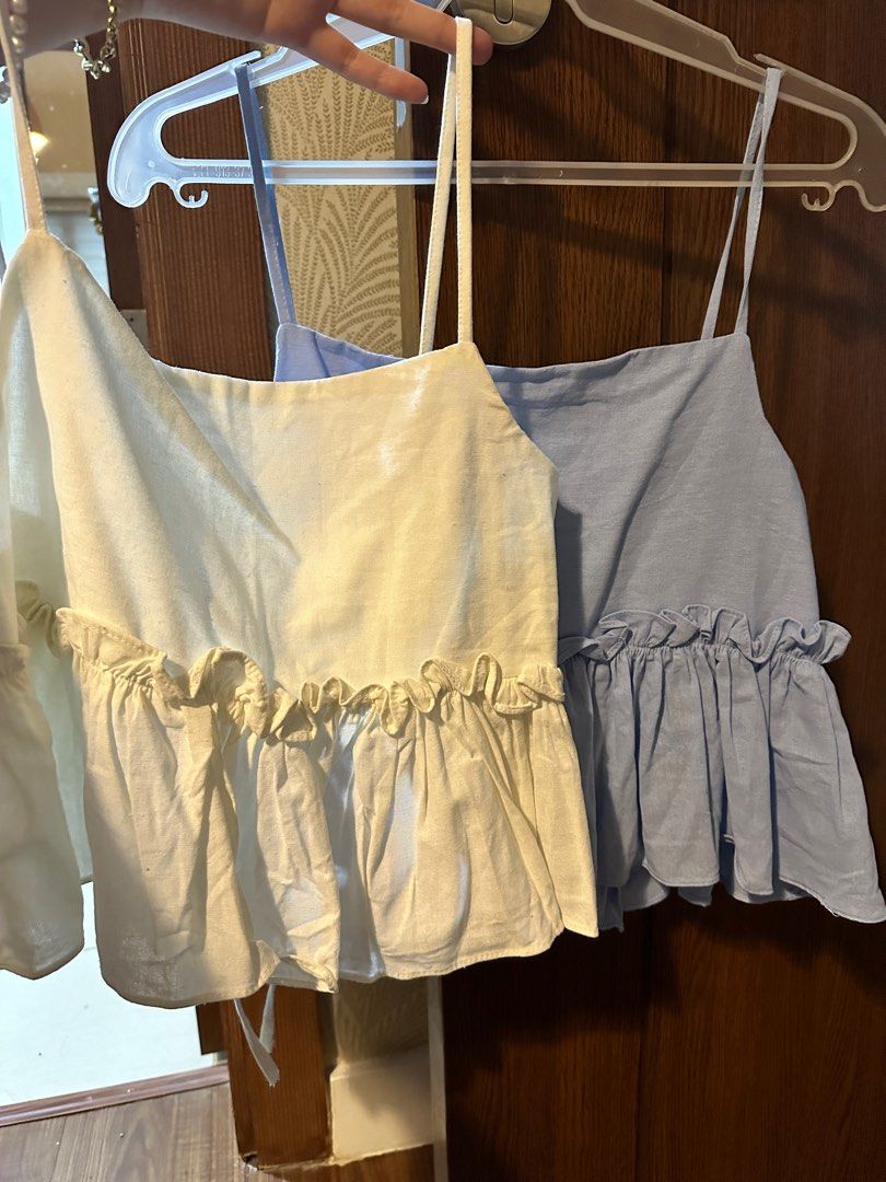 TAKE BOTH sleeveless dainty top - white & blue (Category: Sleeveless) located in Pasig City. Submitted by aselah (Listing ID 1281089936, Image 1). Description: TAKE BOTH!! cute dainty tops.