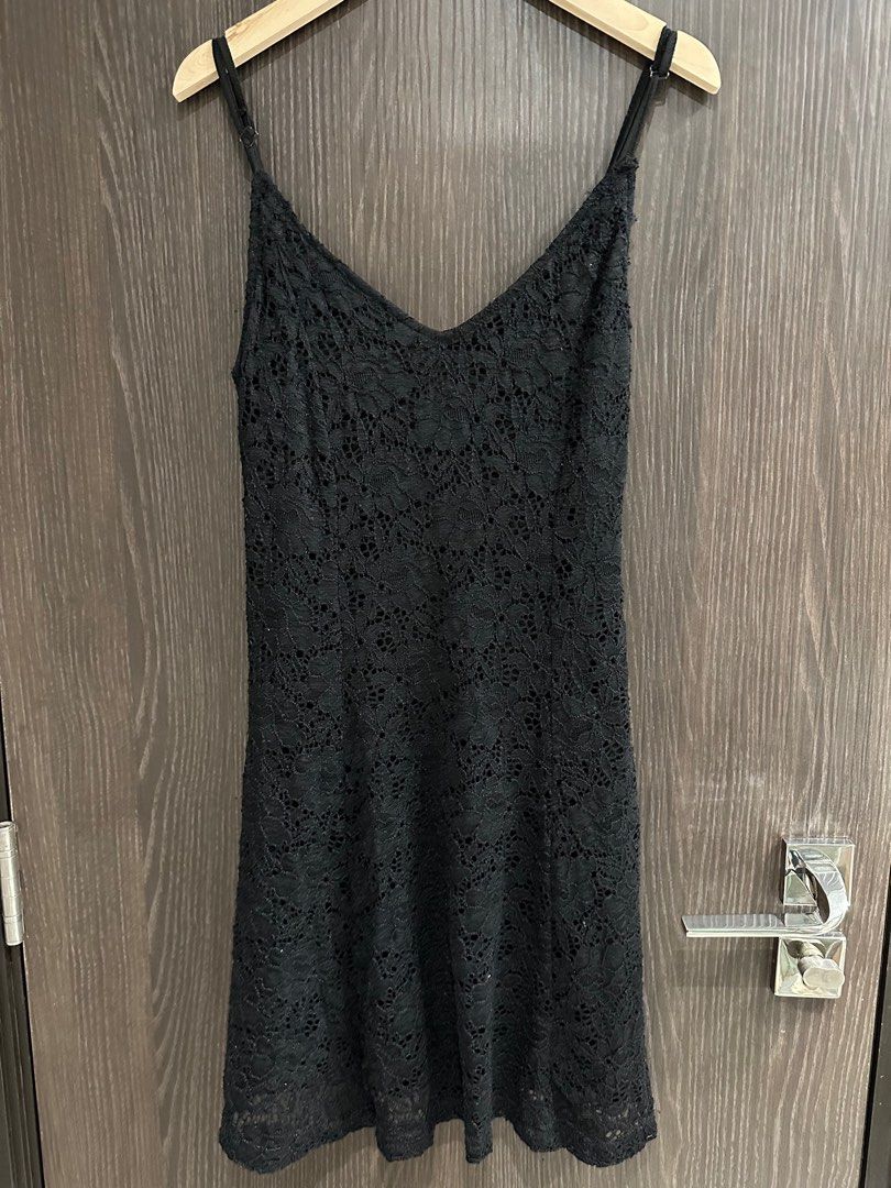 TEMT Black Short Dress with Lace motif. Size S. Women s Fashion Dresses Sets Dresses on Carousell