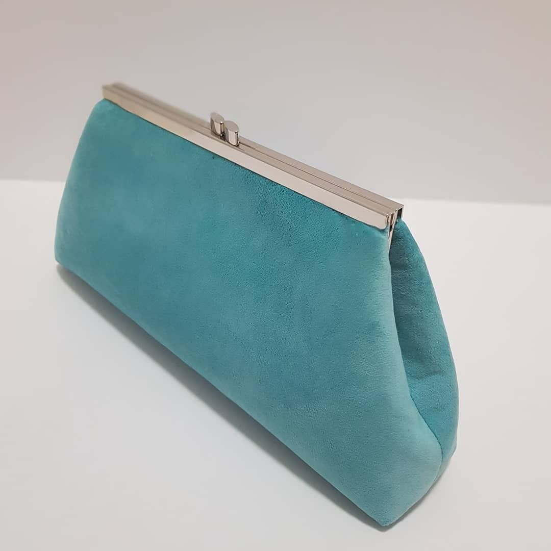 Tiffany Blue Velvet Woman Clutch Bag Evening Bag Dinner Party Purse