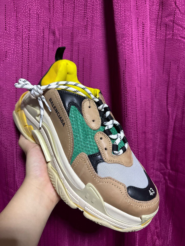Balenciaga triple s green yellow on feet store