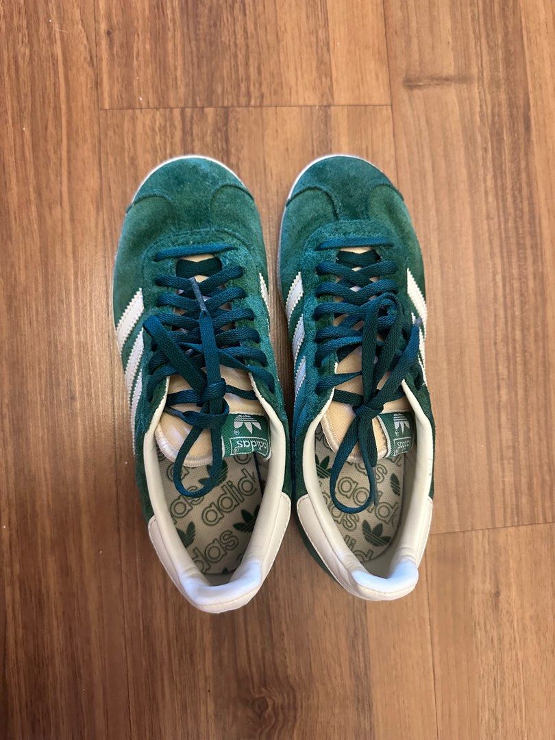 UK4 Adidas Gazelle Dark Green Off White Cream White Women s