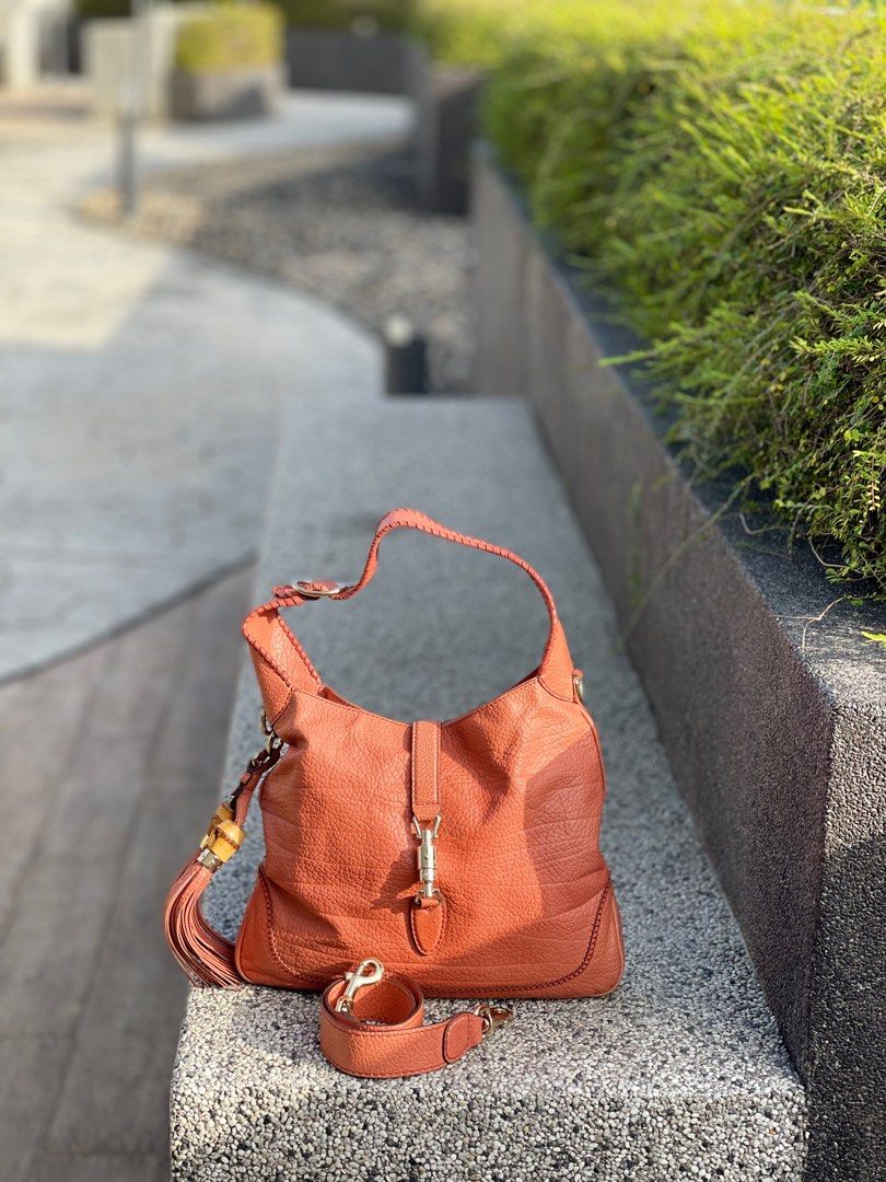 Very Good price GUCCI JACKIE PEBBLED CALFSKIN MEDIUM BLACK HOBO BAG