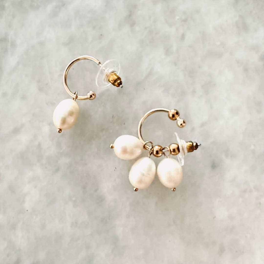 Real pearl hoop earrings outlet