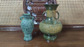 Vintage Chinese/Japanese Brass Vases (Set of 2)