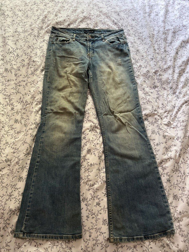 Jeans Low Waist Flare Pants Dark Academia Aesthetic Vintage 90s