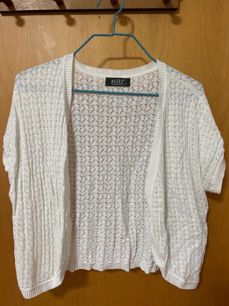 White short sleeve cardigan hotsell