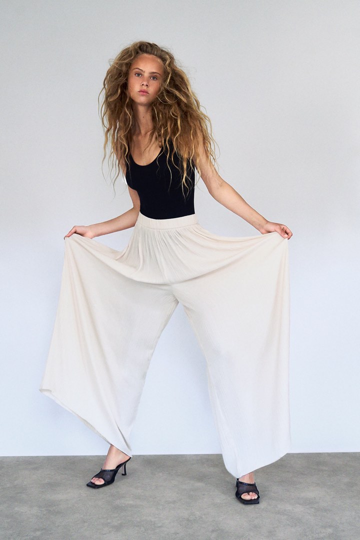 Zara pleated palazzo trousers on sale