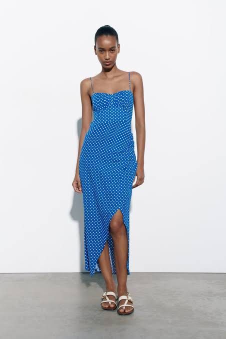 Zara blue top spot dress