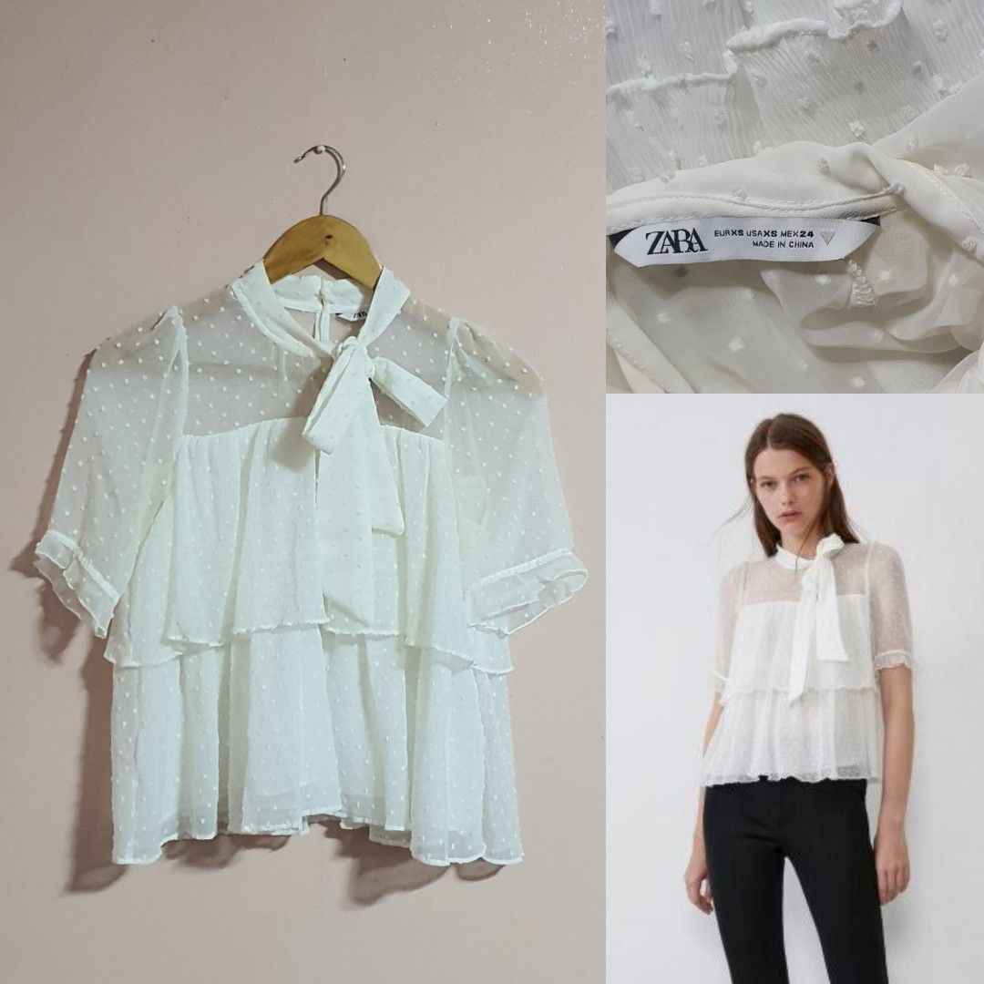 Swiss dot blouse zara sales
