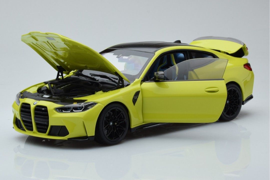 BMW M4 Competition (G82) Sao Paulo Yellow with Carbon Top Ltd Ed to 1800  pieces 1/64 Diecast Model Car by True Scale Miniatures