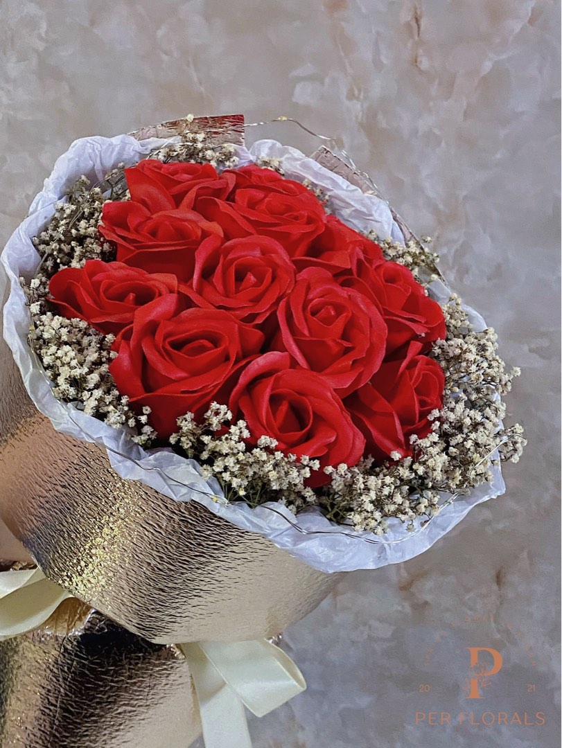 Seifenrosen Geschenkbox Herzform - 10 Stück Seifenblumen Mit Duft