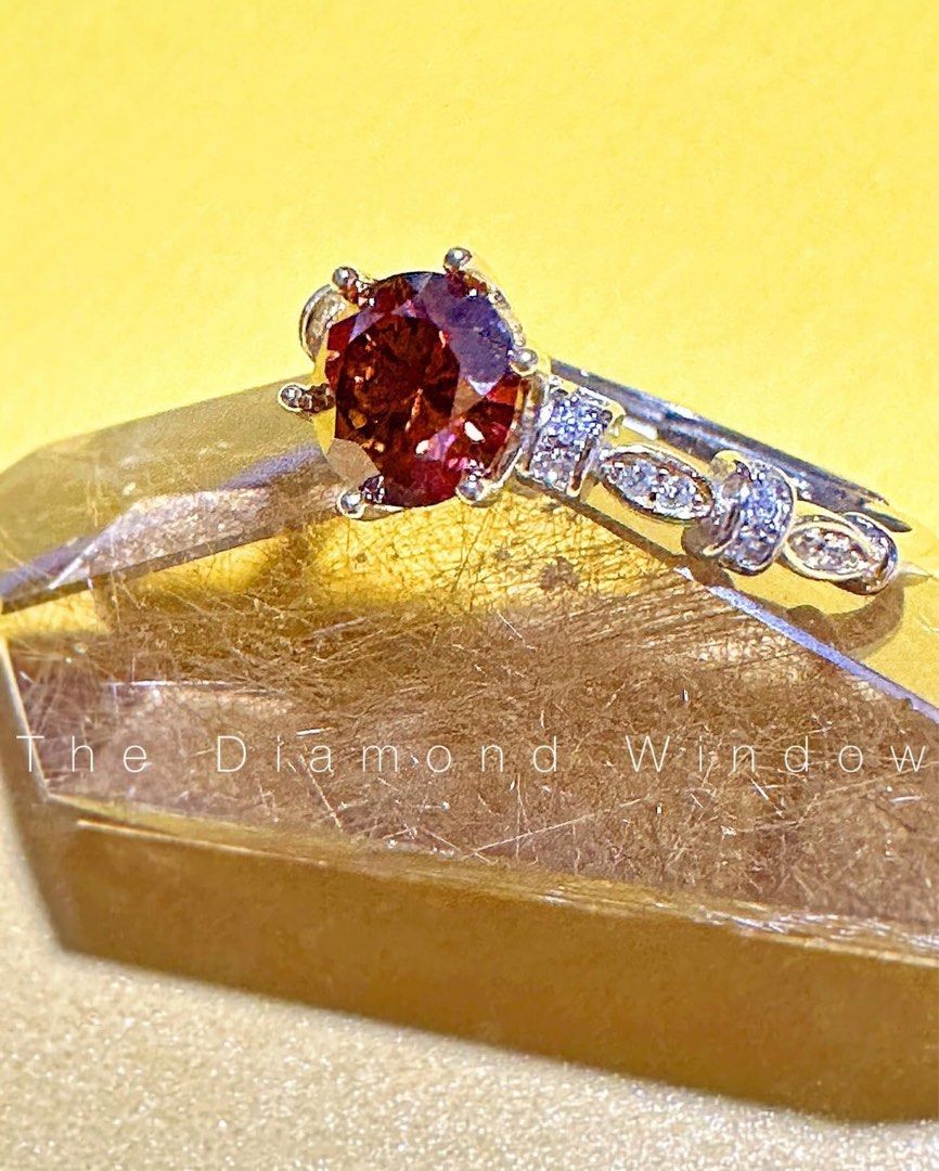 1 Carat Orangey Red Moissanite 925 Silver Ring Women s Fashion