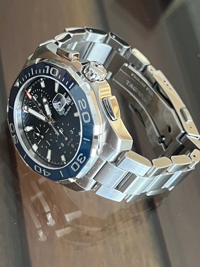 2018 TAG HEUER AQUARACER CALIBER 16 BLUE CERAMIC BEZEL WATCH