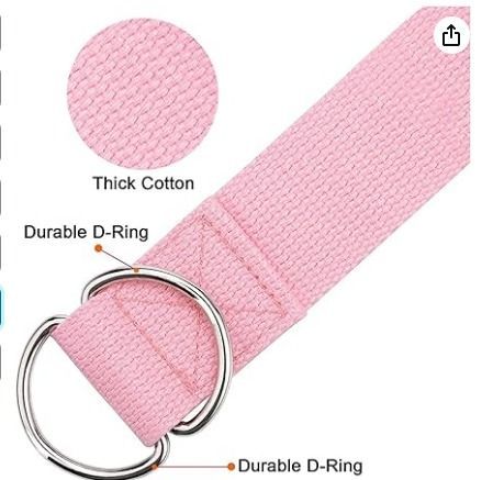 2 Pack Yoga Strap (6ft) Stretch Band with Adjustable Metal D Ring