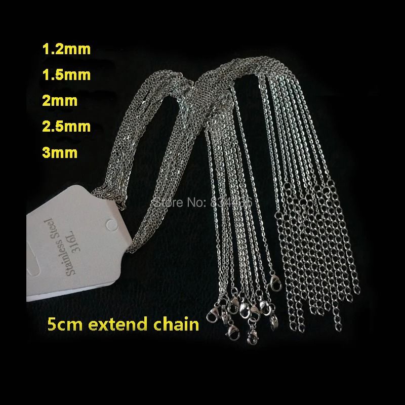10Pcs/Lot Bulk Wholesale Stainless Steel Necklace Chain 2mm/1.5