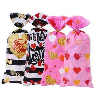 🆕️ 13pcs Clear Red Hearts Open Top Black Pink Valentines Plastic Loot Bags for Gift Favors