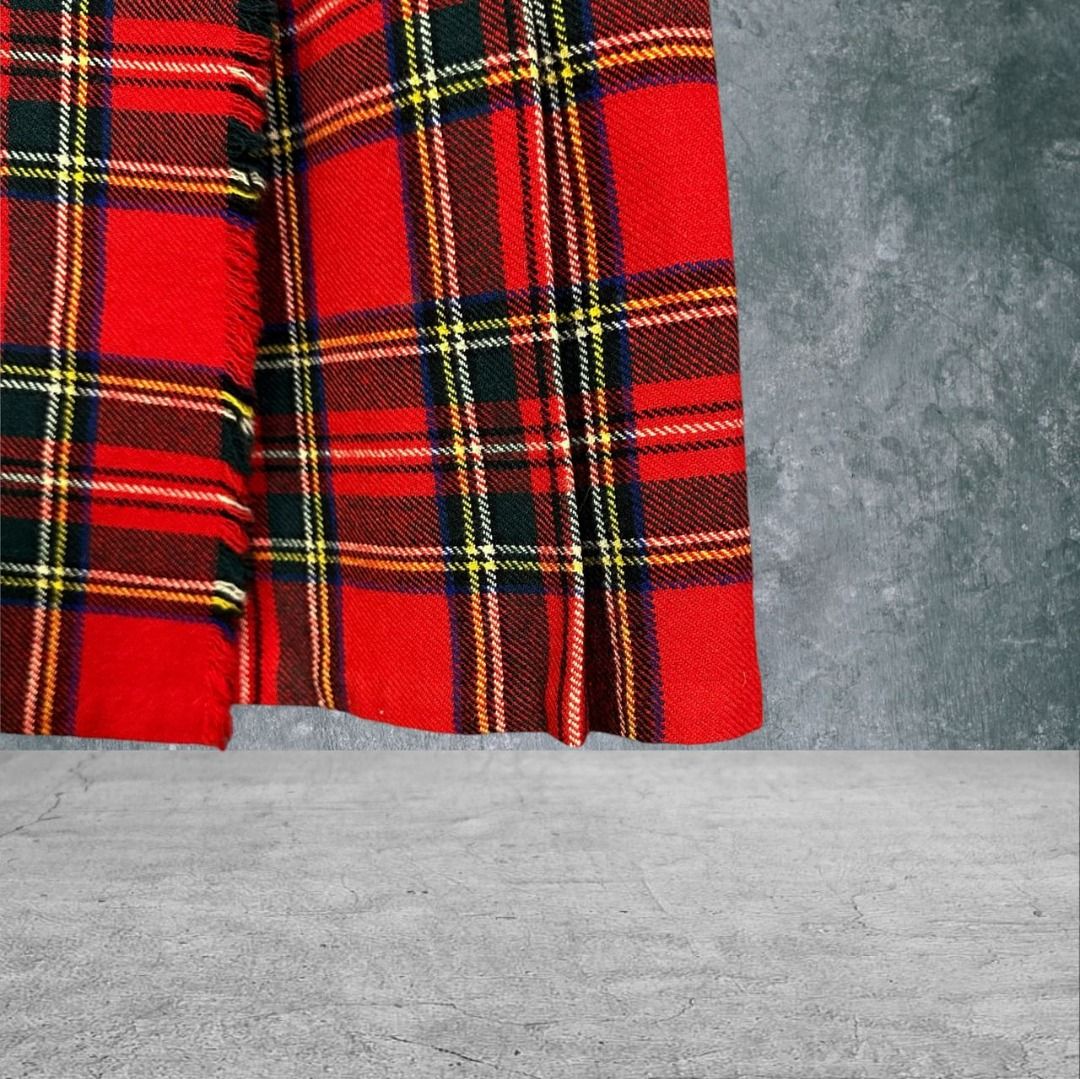 二手 PURE NEW WOOL 英國製 紅綠 九成三新 經典格紋純羊毛皮帶扣一片裙 長裙 VB0122﹝凡賽蘇﹞, 她的時尚, 褲＆裙 ...