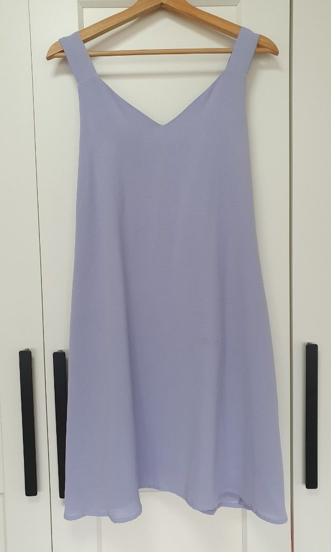 ACW Thick Strap Adjustable Button Swing Dress in Lavender