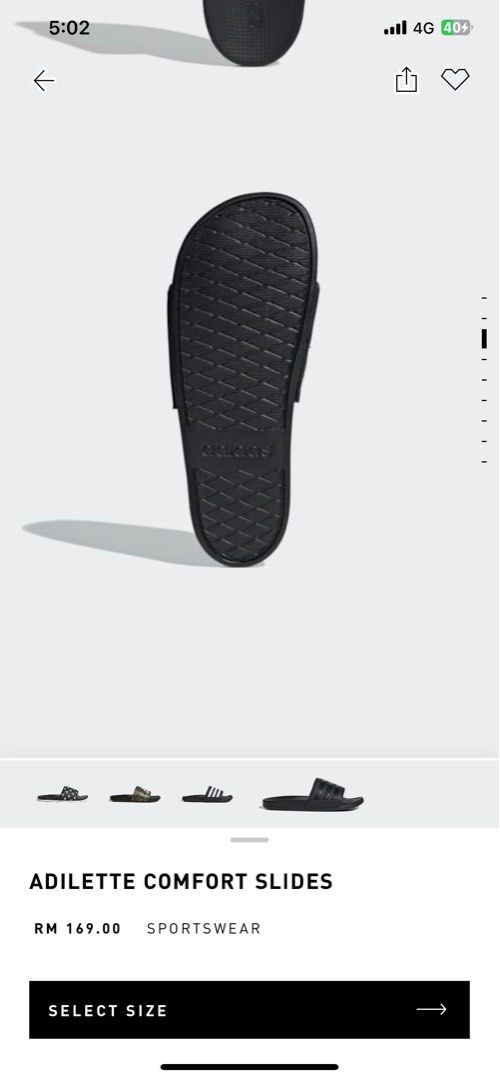 Adilette slides shop size chart