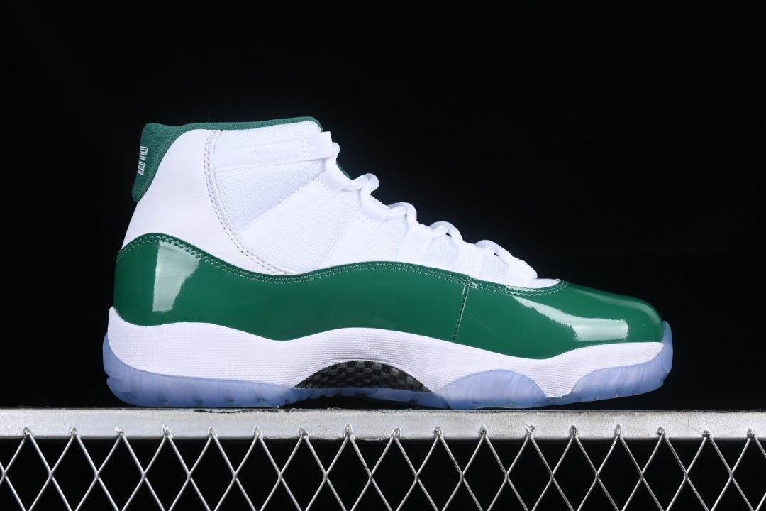 White and green jordan 11 outlet