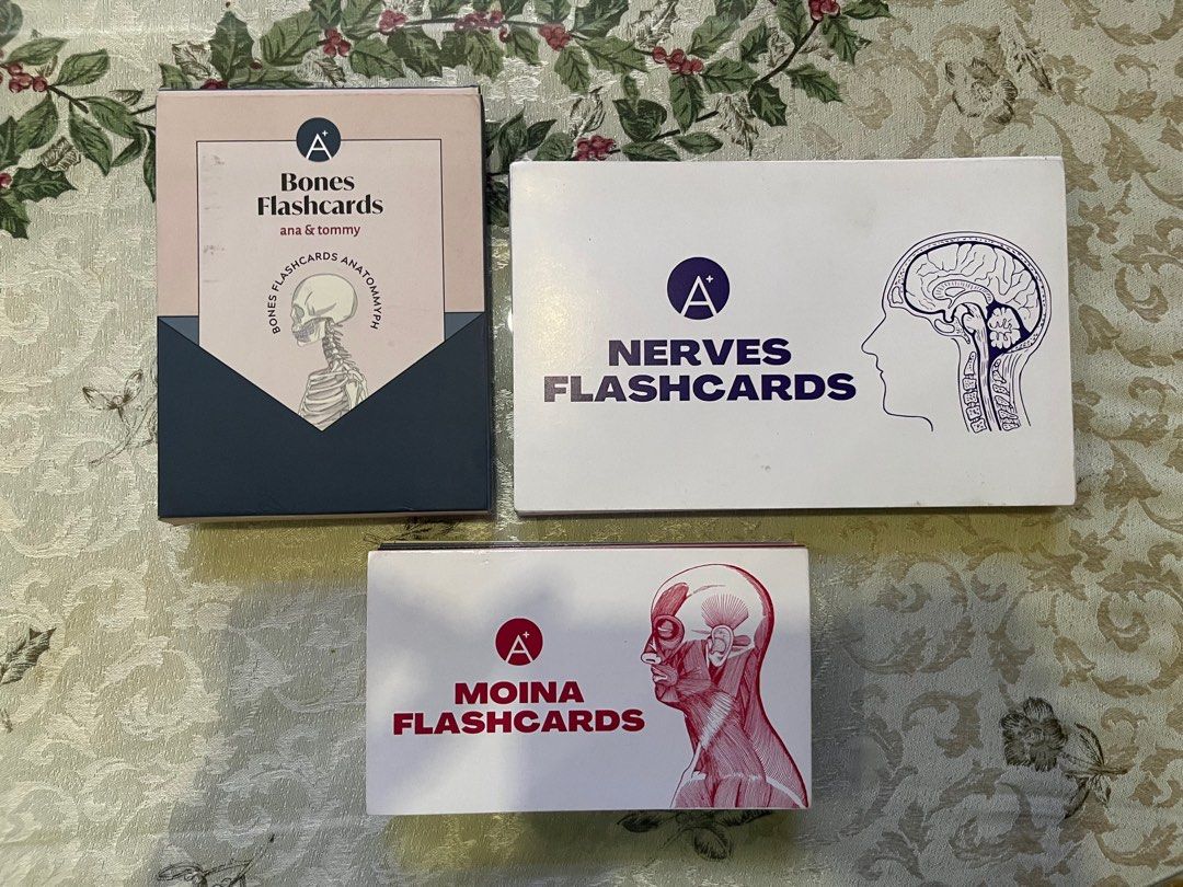Anatomy Flashcards Set (Category: Textbooks) located in San Jose. Submitted by maui.mercs (Listing ID 1281231928, Image 1). Description: Super helpful for Med Students and PT/OT students ✨ AnaTommy Flashcards Set - Php 1,000 MOINA - Php 400 Bones Flashcards - Php 400 Nerve Flashcards - Php 300 RFS: Decluttering 😊 Shipping fee to be shouldered by the buyer .