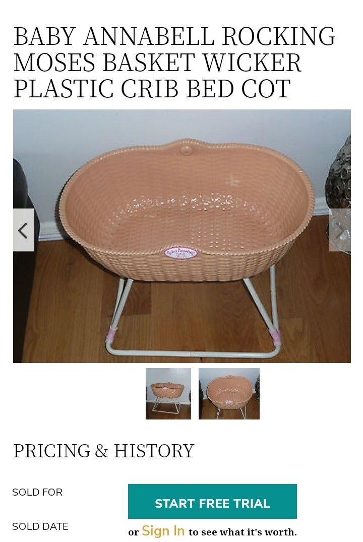 Baby Annabell Rocking Moses Basket Wicker Plastic Crib Bed Cot
