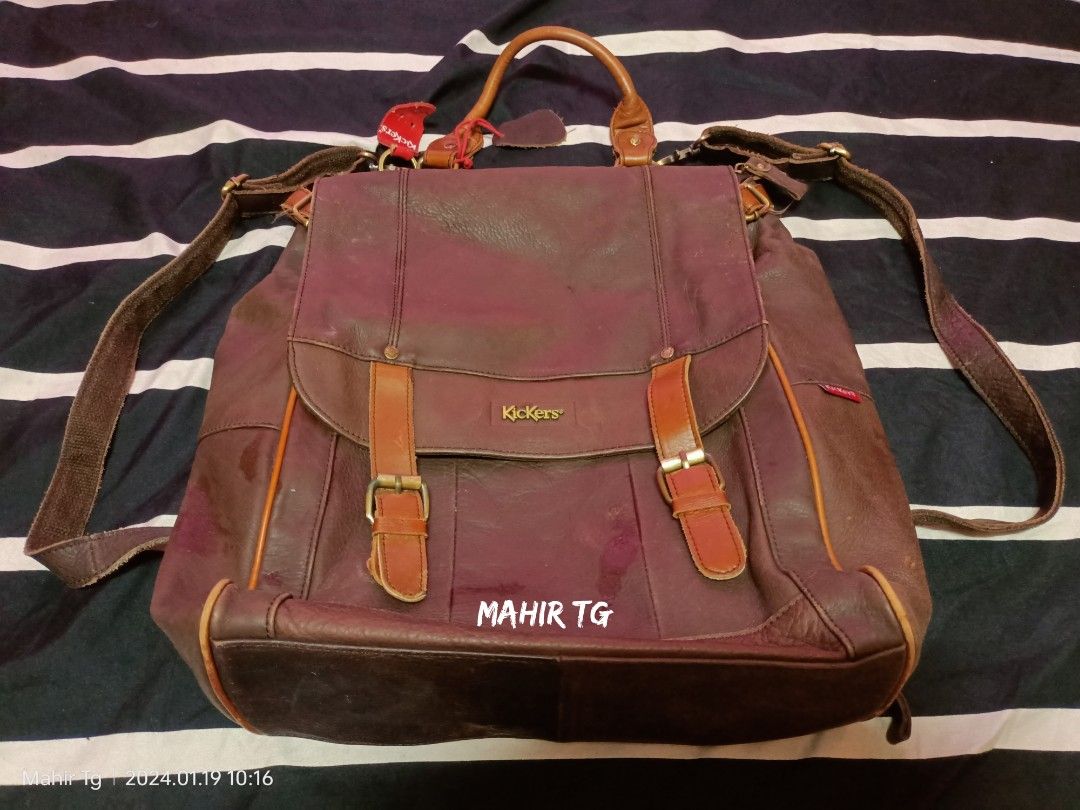 Kickers leather backpack top