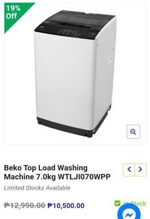 BEKO Top Load Washing Machine 7.0kg WTLJI070WWP