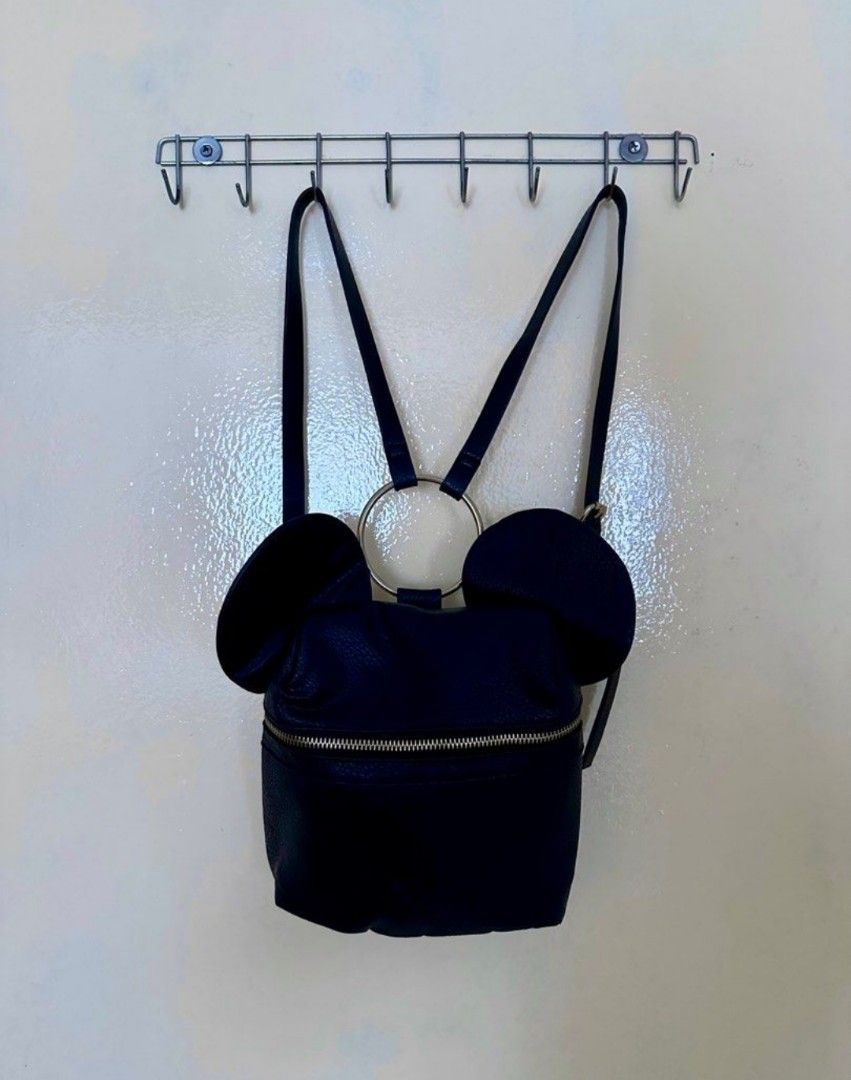 Black leather mickey mouse 2025 backpack