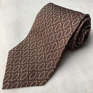 Donna Karan Brown Geometric Classic Necktie