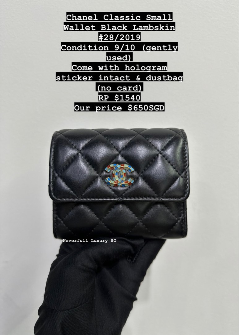 Chanel Small Wallet Black Lambskin Luxury Bags Wallets on