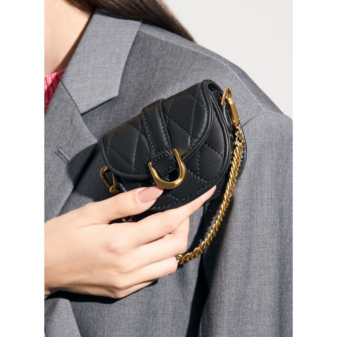 CHARLES AND KEITH MICRO GABINE QUILTED SADDLE BAG Women s