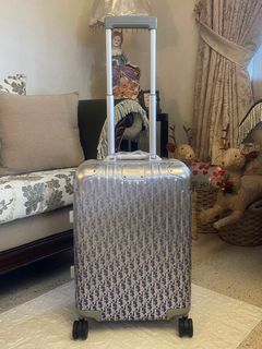 Collab Edition Aluminum Oblique Gradient Silver Blue Carry On Suitcase Cabin Hand Carry Size Luggage Travel Trolley Bag